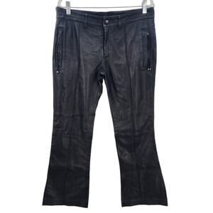 Diesel Black Gold Lambskin Leather‎ Pants Size 44 Cropped Flare